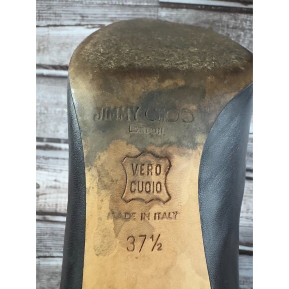 Jimmy Choo Daisy Calf Leather Ankle Boots Heels Sz 37.5 US 7.5 color dark brown - Picture 10 of 10